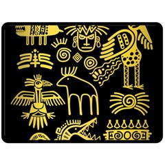 Golden Indian Traditional Signs Symbols Fleece Blanket (large)  by Vaneshart