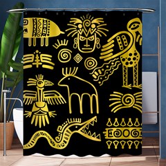 Golden Indian Traditional Signs Symbols Shower Curtain 60  X 72  (medium)  by Vaneshart