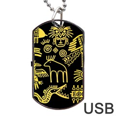 Golden Indian Traditional Signs Symbols Dog Tag Usb Flash (one Side) by Vaneshart