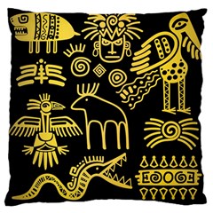 Golden Indian Traditional Signs Symbols Large Cushion Case (one Side) by Vaneshart