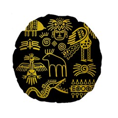 Golden Indian Traditional Signs Symbols Standard 15  Premium Flano Round Cushions by Vaneshart