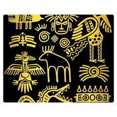 Golden Indian Traditional Signs Symbols Double Sided Flano Blanket (medium)  by Vaneshart