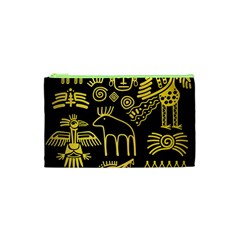 Golden Indian Traditional Signs Symbols Cosmetic Bag (xs) by Vaneshart