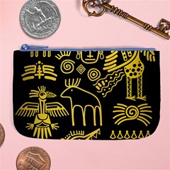 Golden Indian Traditional Signs Symbols Large Coin Purse by Vaneshart