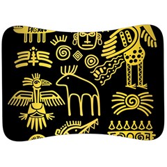 Golden Indian Traditional Signs Symbols Velour Seat Head Rest Cushion by Vaneshart