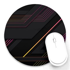 Gradient Geometric Shapes Dark Background Round Mousepads by Vaneshart