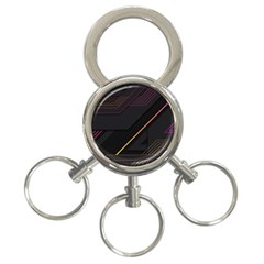 Gradient Geometric Shapes Dark Background 3-ring Key Chain by Vaneshart