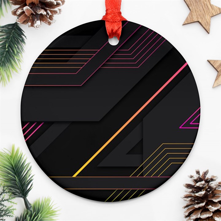 Gradient Geometric Shapes Dark Background Round Ornament (Two Sides)