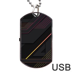 Gradient Geometric Shapes Dark Background Dog Tag Usb Flash (two Sides) by Vaneshart