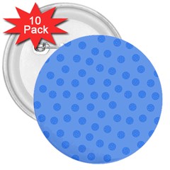 Dots With Points Light Blue 3  Buttons (10 Pack) 