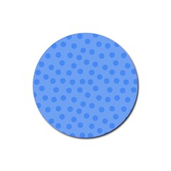 Dots With Points Light Blue Rubber Coaster (round)  by AinigArt