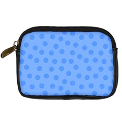 Dots With Points Light Blue Digital Camera Leather Case by AinigArt