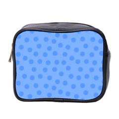 Dots With Points Light Blue Mini Toiletries Bag (two Sides)