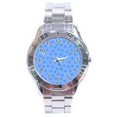 Dots With Points Light Blue Stainless Steel Analogue Watch