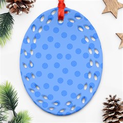 Dots With Points Light Blue Oval Filigree Ornament (two Sides) by AinigArt