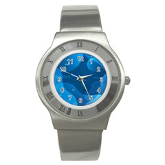 Abstract Classic Blue Background Stainless Steel Watch by Vaneshart