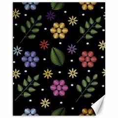 Embroidery Seamless Pattern With Flowers Canvas 11  X 14  by Vaneshart