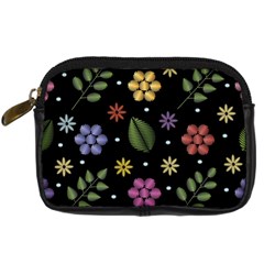 Embroidery Seamless Pattern With Flowers Digital Camera Leather Case by Vaneshart