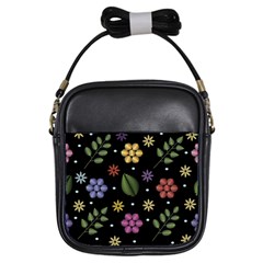 Embroidery Seamless Pattern With Flowers Girls Sling Bag by Vaneshart