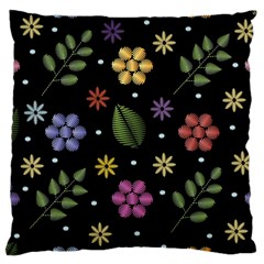 Embroidery Seamless Pattern With Flowers Large Cushion Case (one Side) by Vaneshart