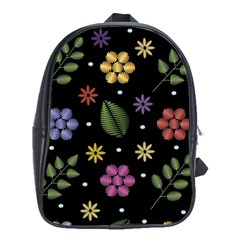 Embroidery Seamless Pattern With Flowers School Bag (xl) by Vaneshart