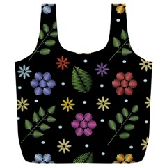 Embroidery Seamless Pattern With Flowers Full Print Recycle Bag (xxl)