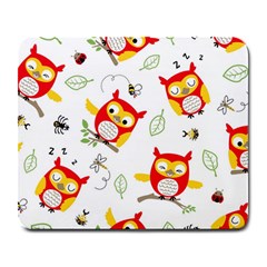 Seamless Pattern Vector Owl Cartoon With Bugs Large Mousepads by Vaneshart