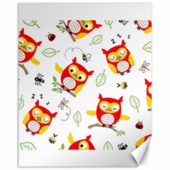 Seamless Pattern Vector Owl Cartoon With Bugs Canvas 11  X 14  by Vaneshart