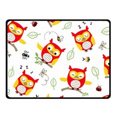 Seamless Pattern Vector Owl Cartoon With Bugs Fleece Blanket (small) by Vaneshart