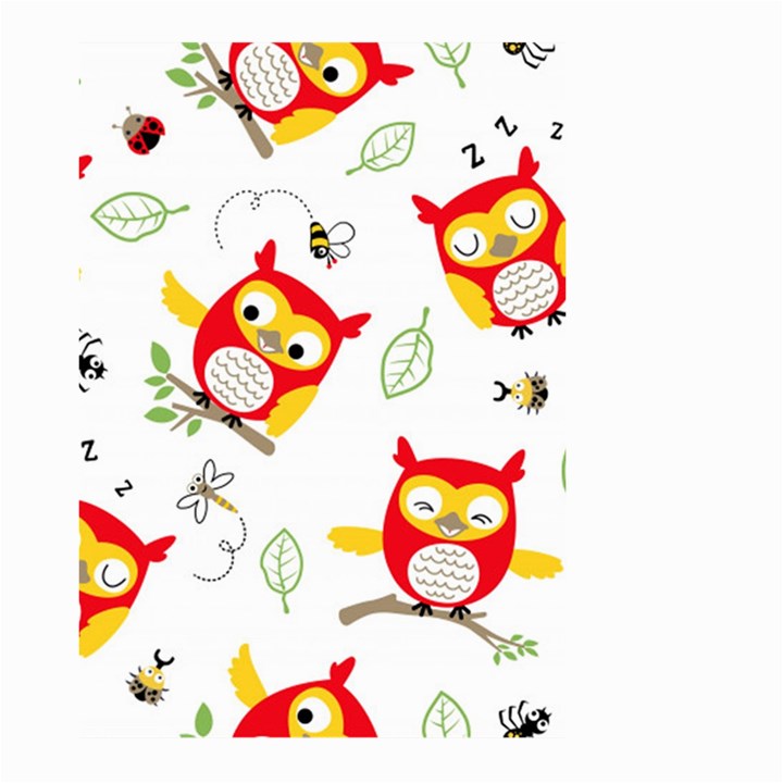 Seamless Pattern Vector Owl Cartoon With Bugs Large Garden Flag (Two Sides)