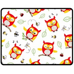 Seamless Pattern Vector Owl Cartoon With Bugs Double Sided Fleece Blanket (medium)  by Vaneshart