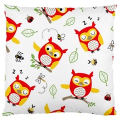 Seamless Pattern Vector Owl Cartoon With Bugs Large Flano Cushion Case (one Side) by Vaneshart