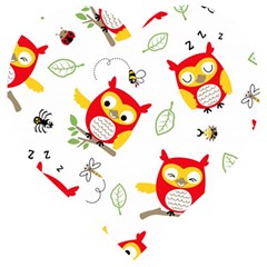 Seamless Pattern Vector Owl Cartoon With Bugs Wooden Puzzle Heart by Vaneshart