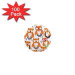 Cute Colorful Owl Cartoon Seamless Pattern 1  Mini Magnets (100 pack)  Front