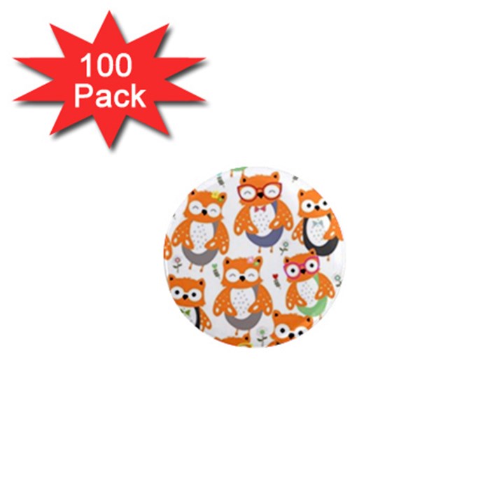 Cute Colorful Owl Cartoon Seamless Pattern 1  Mini Magnets (100 pack) 