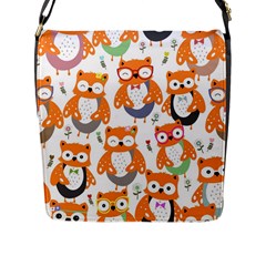 Cute Colorful Owl Cartoon Seamless Pattern Flap Closure Messenger Bag (l) by Vaneshart