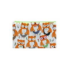 Cute Colorful Owl Cartoon Seamless Pattern Cosmetic Bag (xs) by Vaneshart