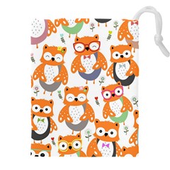 Cute Colorful Owl Cartoon Seamless Pattern Drawstring Pouch (4xl) by Vaneshart