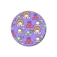 Cloud Seamless Pattern Rubber Round Coaster (4 Pack) 