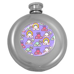 Cloud Seamless Pattern Round Hip Flask (5 Oz) by Vaneshart