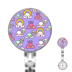 Cloud Seamless Pattern Stainless Steel Nurses Watch