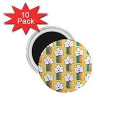 Smile Cloud Rainbow Pattern Yellow 1 75  Magnets (10 Pack)  by Vaneshart