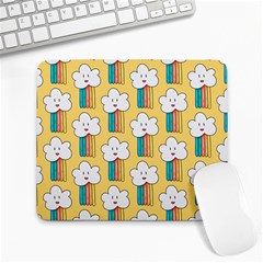 Smile Cloud Rainbow Pattern Yellow Large Mousepads by Vaneshart