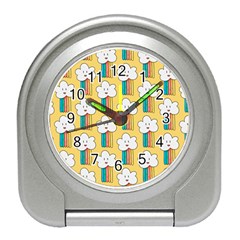 Smile Cloud Rainbow Pattern Yellow Travel Alarm Clock