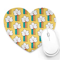 Smile Cloud Rainbow Pattern Yellow Heart Mousepads by Vaneshart