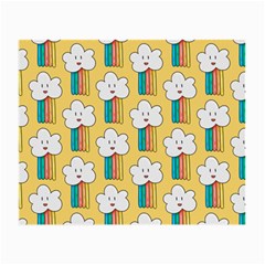 Smile Cloud Rainbow Pattern Yellow Small Glasses Cloth (2 Sides) by Vaneshart