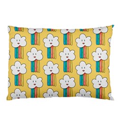 Smile Cloud Rainbow Pattern Yellow Pillow Case by Vaneshart