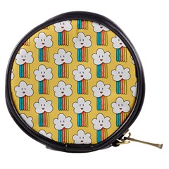 Smile Cloud Rainbow Pattern Yellow Mini Makeup Bag by Vaneshart