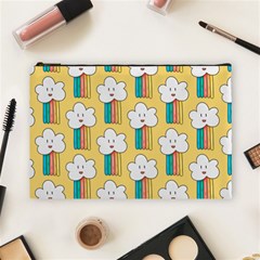 Smile Cloud Rainbow Pattern Yellow Cosmetic Bag (large) by Vaneshart