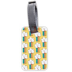 Smile Cloud Rainbow Pattern Yellow Luggage Tag (two Sides) by Vaneshart